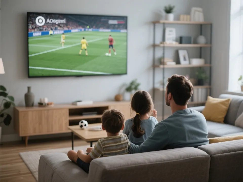 在家通过流媒体观看比赛的场景插图